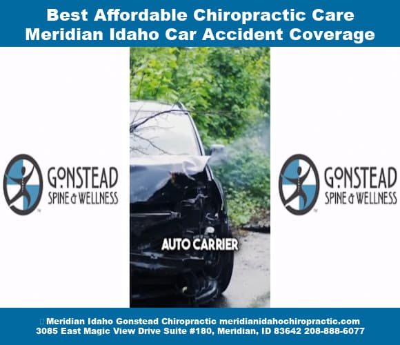 Image of car crash scene with overlay Best Affordable Chiropractic Care Meridian Idaho Car Accident Coverage