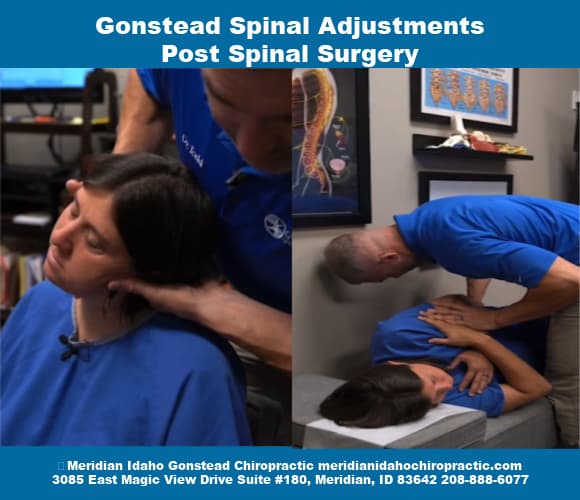 Image with text Gonstead Spinal Adjustments Post Spinal Surgery