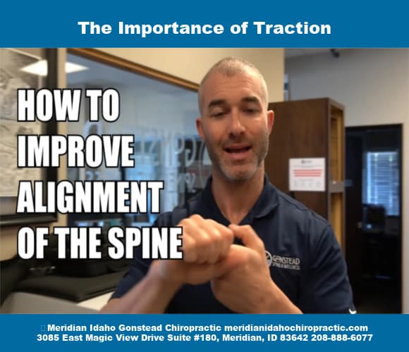 Graphic of Dr. Todd Pickman with text The Importance of Traction Meridian Idaho Chiropractic