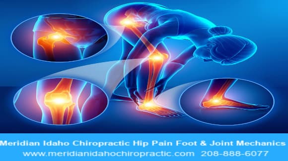 Image of Lower extremity with text stating Chiropractic hip pain